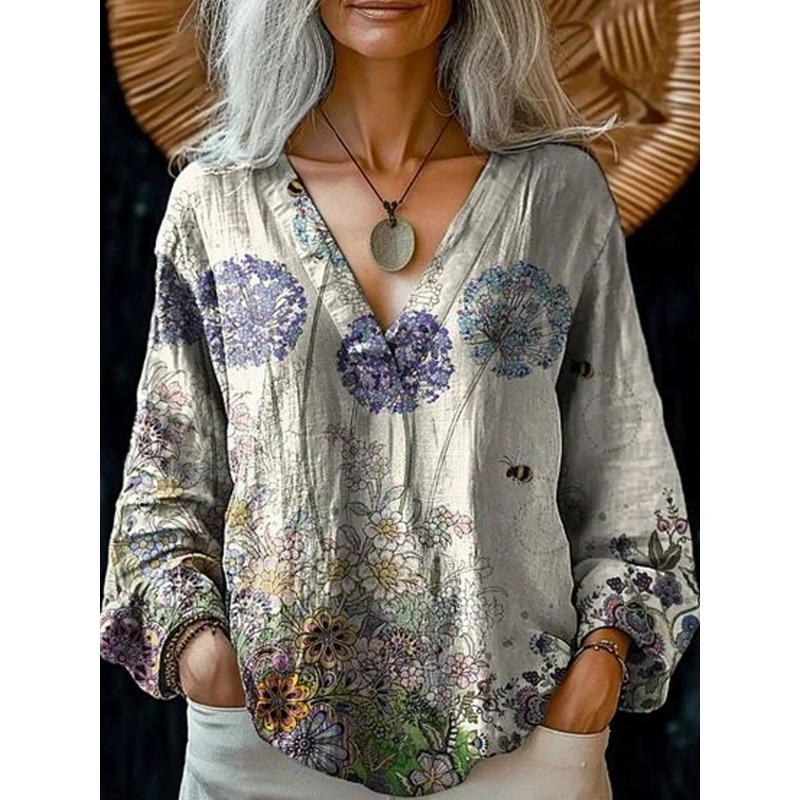 BITCED Women's Fashion Casual Long Sleeve V Neck Blouses & Shirts