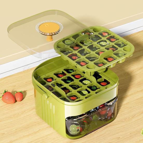 Ice Cube Mold with Lid And Ice Shovel Stackable Double Layer Ice Tray Pull-Out Ice Drawer Ice Cube Maker for Cocktail Whiskey