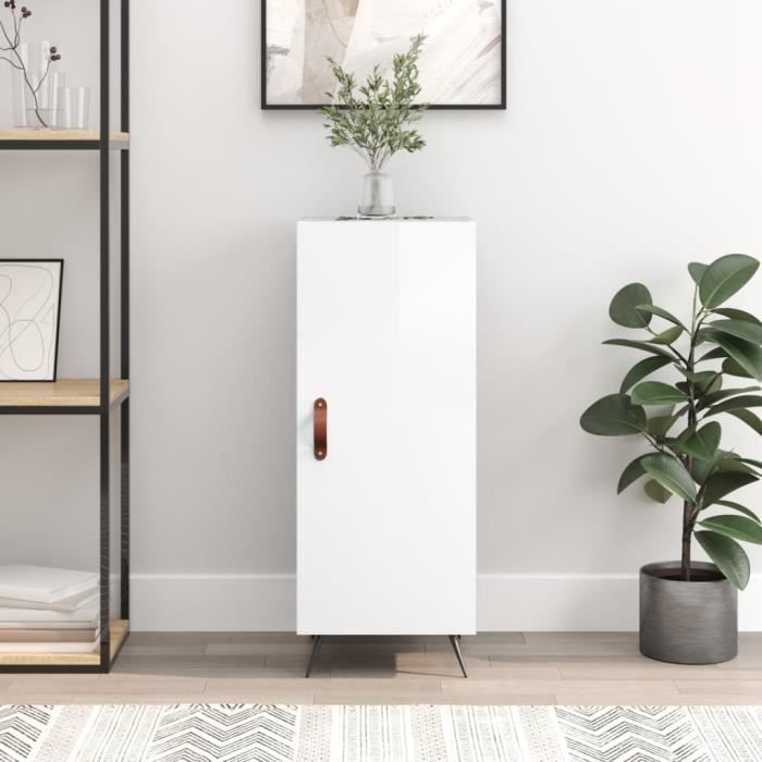 VidaXL Buffet Blanc brillant 34,5x34x90 cm Bois d'ingénierie 828510