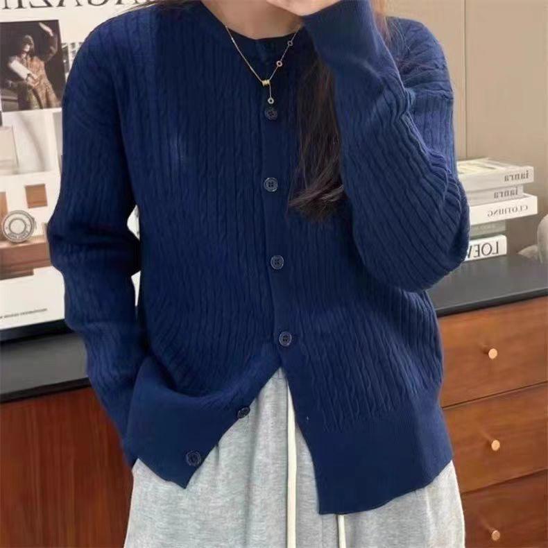 

Women s Early Autumn Slim Retro Cable Knit Cardigan Sweater S (for 75-90 jin)