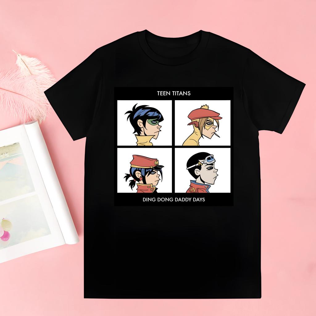 Gorillaz Moderne Musikkband Tegneserie Fantastiske T-skjorter For Gutter O-hals Kortermet Vanlig Herrehøyde Kvalitet Hip-Hop T-skjorte
