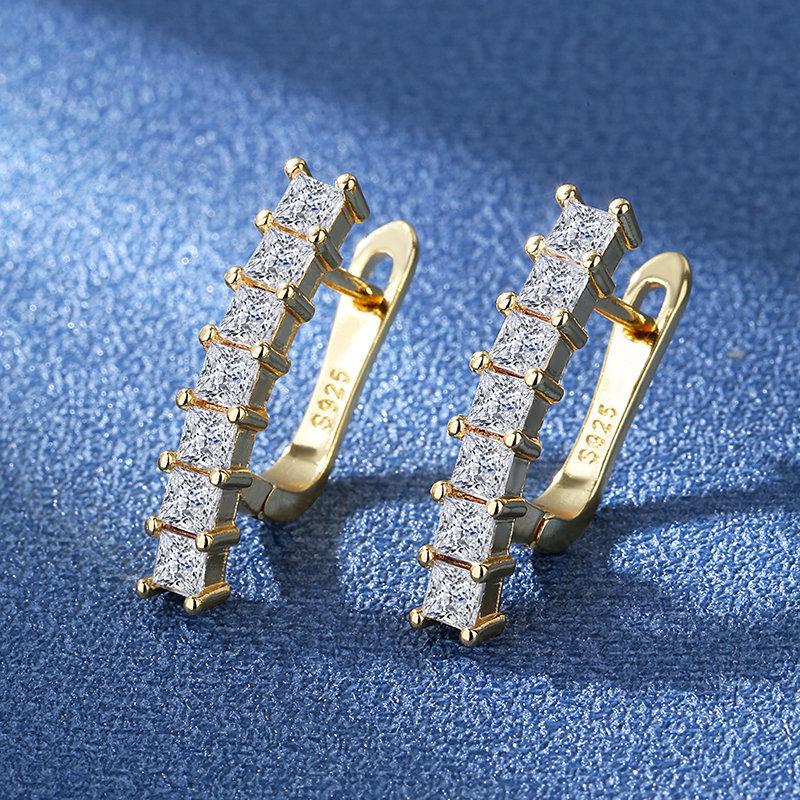 2026 Personality Temperament Super Flash Earrings Zircon Earrings Women s Stone Ear Buckle Earclip Earrings
