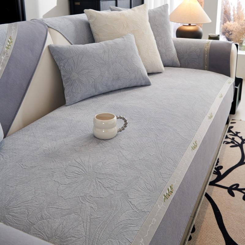 Chenille Jacquard Sofa Cushion Non-Slip Universal Four Seasons Living Room Straight Row Sofa Cover Backrest Towel