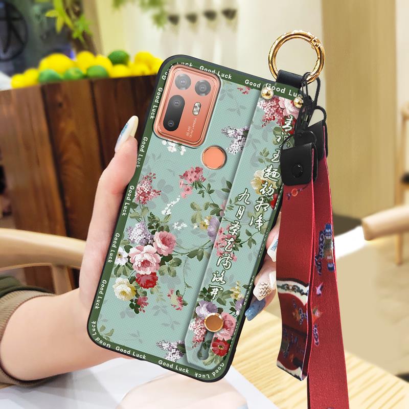 Lanyard Fashion Phone Case For HTC Desire 20 Plus/D20+ Kickstand Wristband Shockproof Waterproof Wrist Strap Silicone