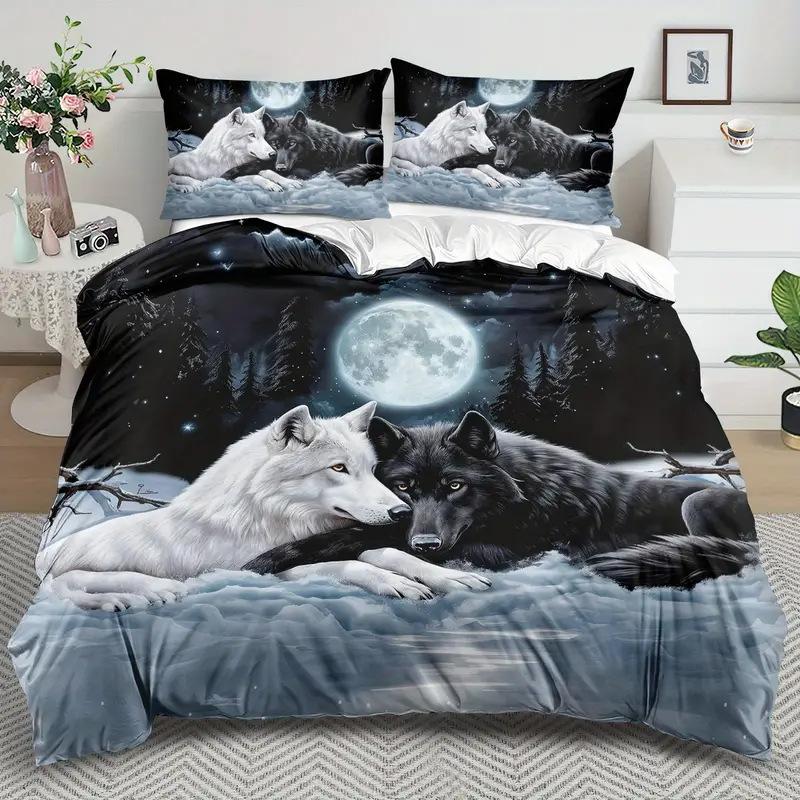 Digital Printing Duvet Cover Kit 3D Bedding Quilt Cover Pillowcase Three-Piece Set