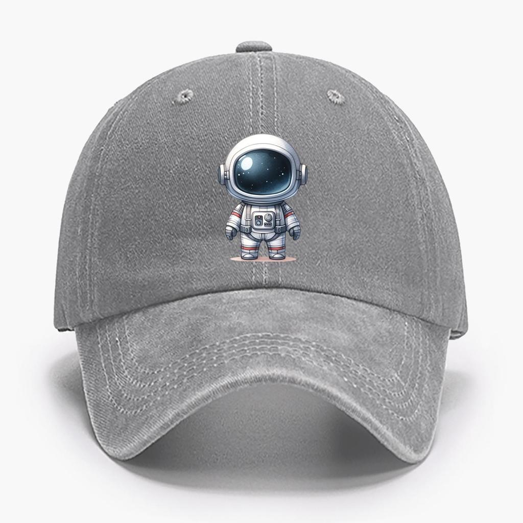 Chic Astronaut Print Women's Baseball Cap, Adjustable Non-Elastic Breathable Fashionable Snap Closure