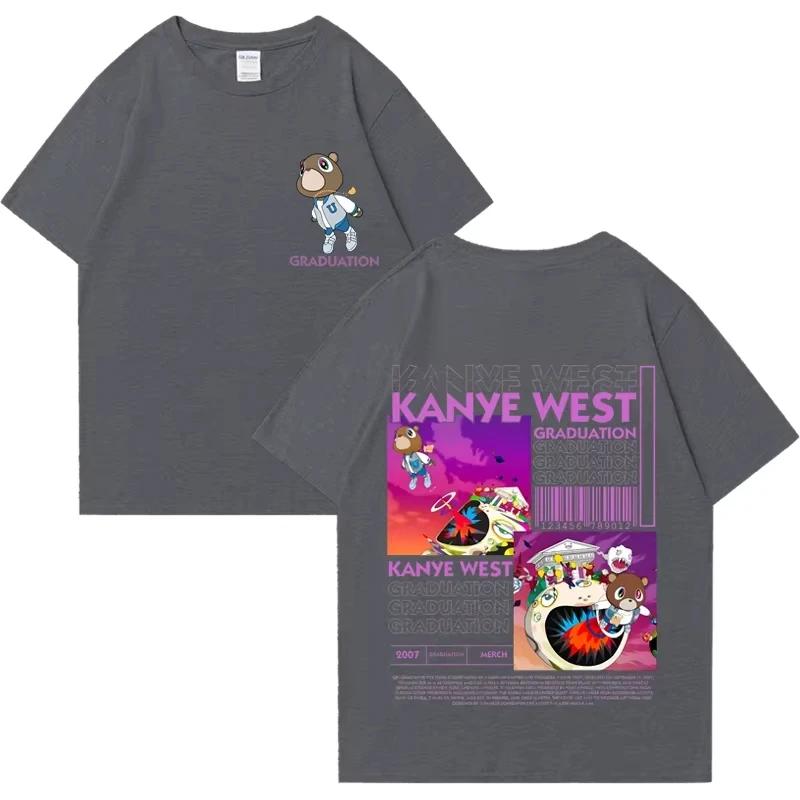 2025 Kanye West Graduation Bear Double Sided Printed T shirt Men Women Fashion Hip Hop Cool Tops short sleeve Unisex
