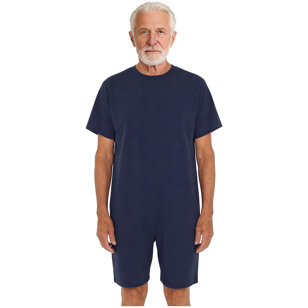 Mono Adaptable Antidesgarro Unisex Cuello Redondo Manga Corta Parte Inferior Corta Cremallera Trasera Mono de una Pieza