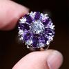 Fashion Elegant Flower Shape Purple Color Zircon Ring For Women Fashion Rings Accessories Custom Jewelry
