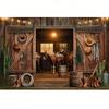 Tela de Fondo para Granero de Caballos del Oeste de Texas – Decoración Rústica para Fiestas y Fondo para Fotos-Tapiz