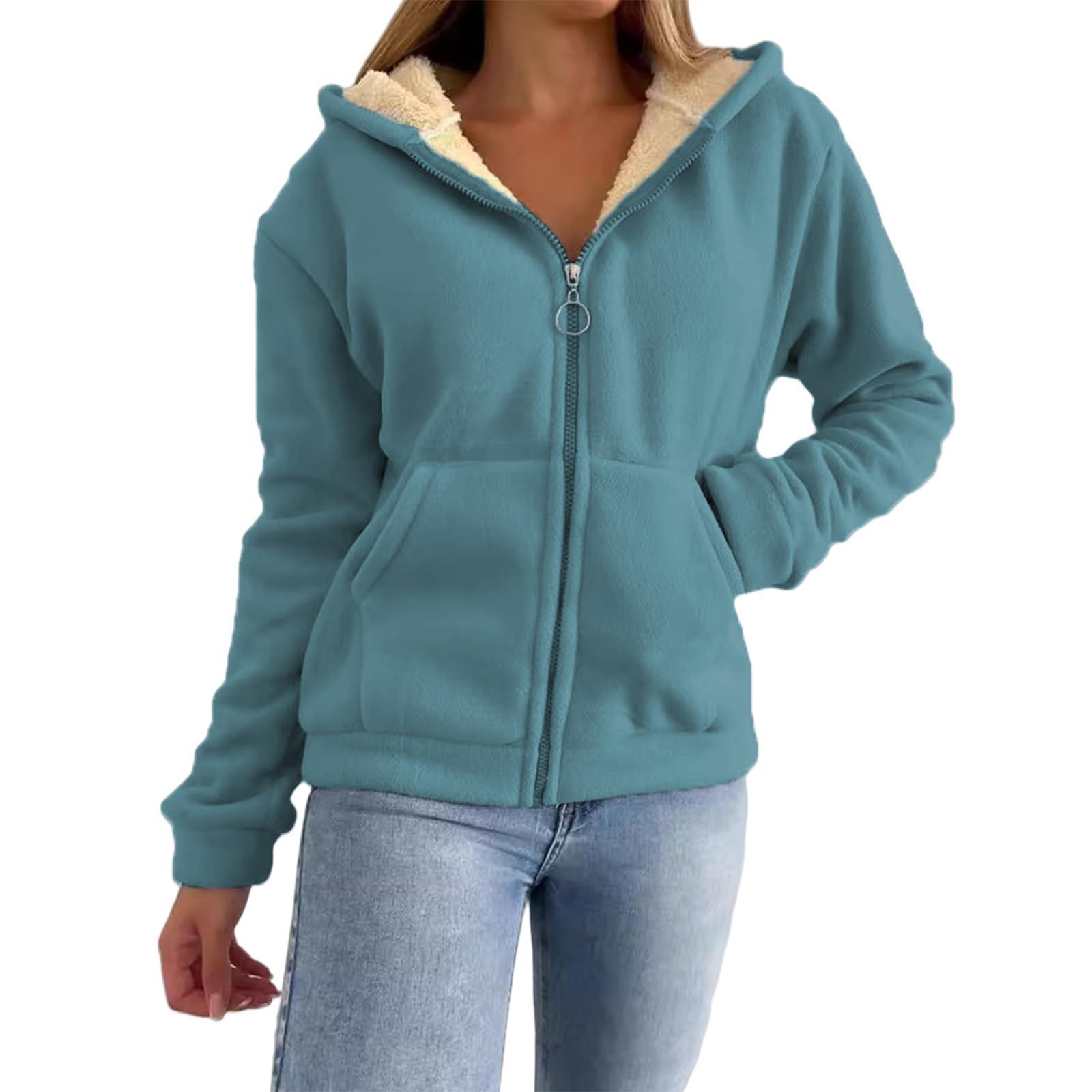 

Женская мода повседневная теплая кардиган-толстовка с капюшоном на молнии с карманом-молнией M