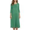 Women's Temperament Round Neck Three-quarter Sleeve Color Swing Dress