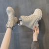 Fashion 9CM Fashion Women Boots Autumn Winter Warm Plush Platform Ankle Boots For Women Real Cowhide Wedges Height Increasing Shoes