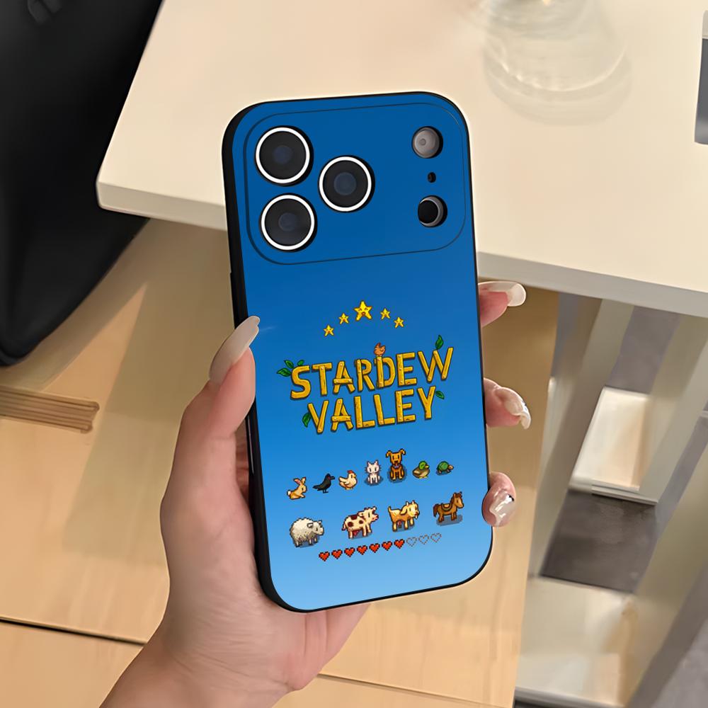 S-Stardew V-Valley Game Phone Case For IPhone 17 Air 16 E Pro Max 15 14 13 Mini 12 Pro 11 Max Plus Black Soft Shell