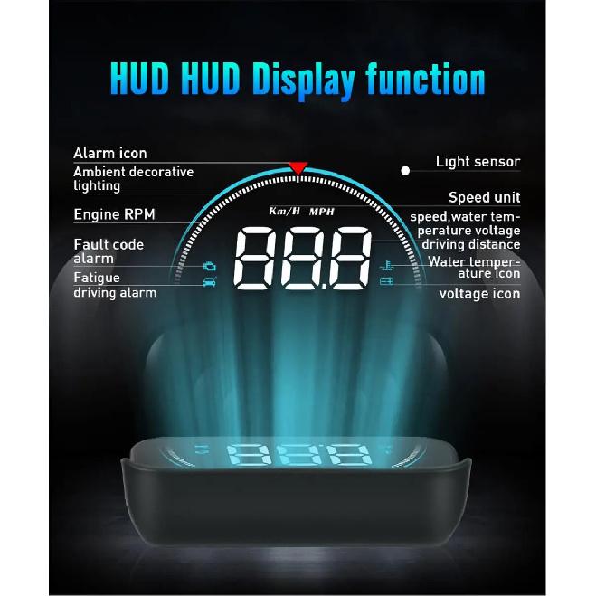 M8 Car HUD Head Up Display OBD2 Overspeed Warning Auto Electronic Water Temperature LED Digital Projector Windshield