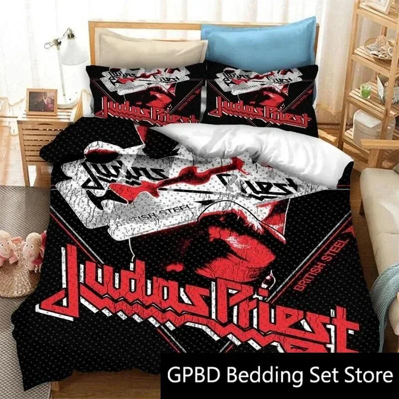 3D Print Judas Priest Rock Band Bedding Set Double Twin King Duvet Cover Comforter Pillowcase Boys Girls Adults Bedroom