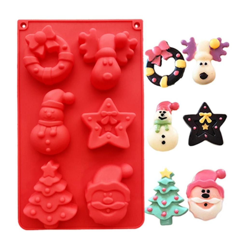 Christmas Silicone Baking Molds  Chocolate Candy Molds Set For Cake Toppers, Ice Cubes, Jello, DIY Cake Candles