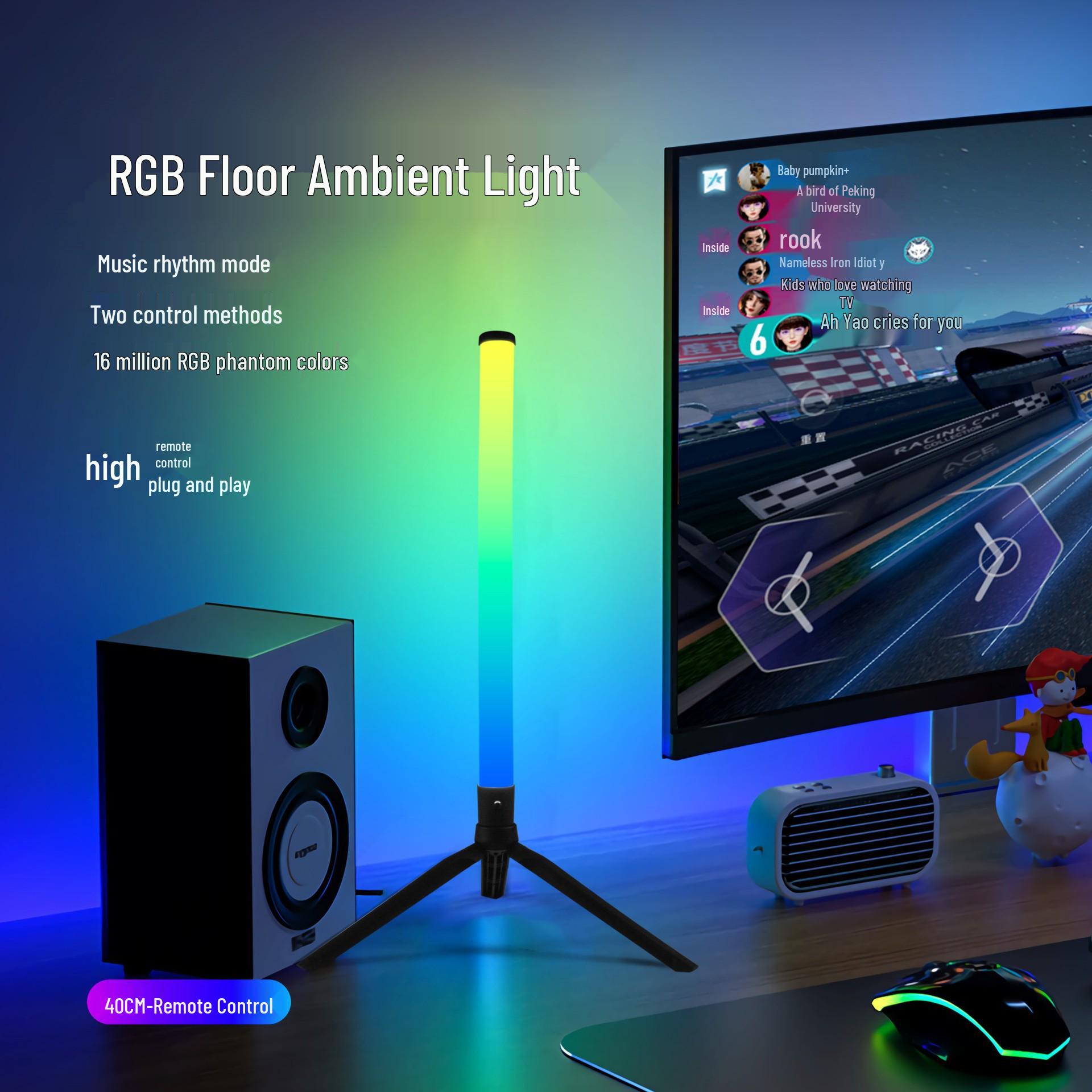360° Voice-Control RGB Rhythm Floor Lamp - Dynamic Desktop Atmosphere Light with Full Illumination