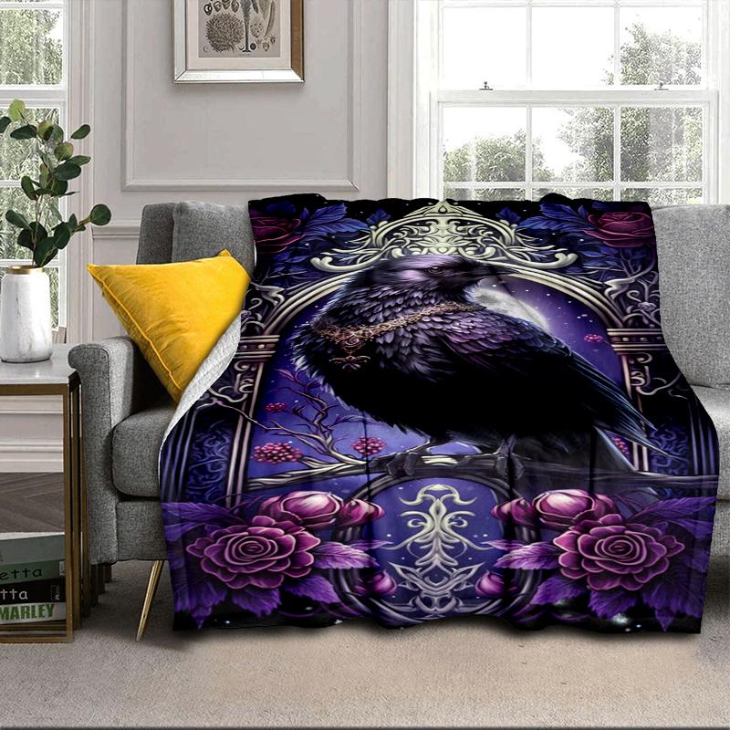 Eerie Raven Skull Artwork Blanket Flannel Blanket Throw Blanket Sofa Cover Blanket Soft Premium Blanket Picnic Blanket Tv Blanket Gifts
