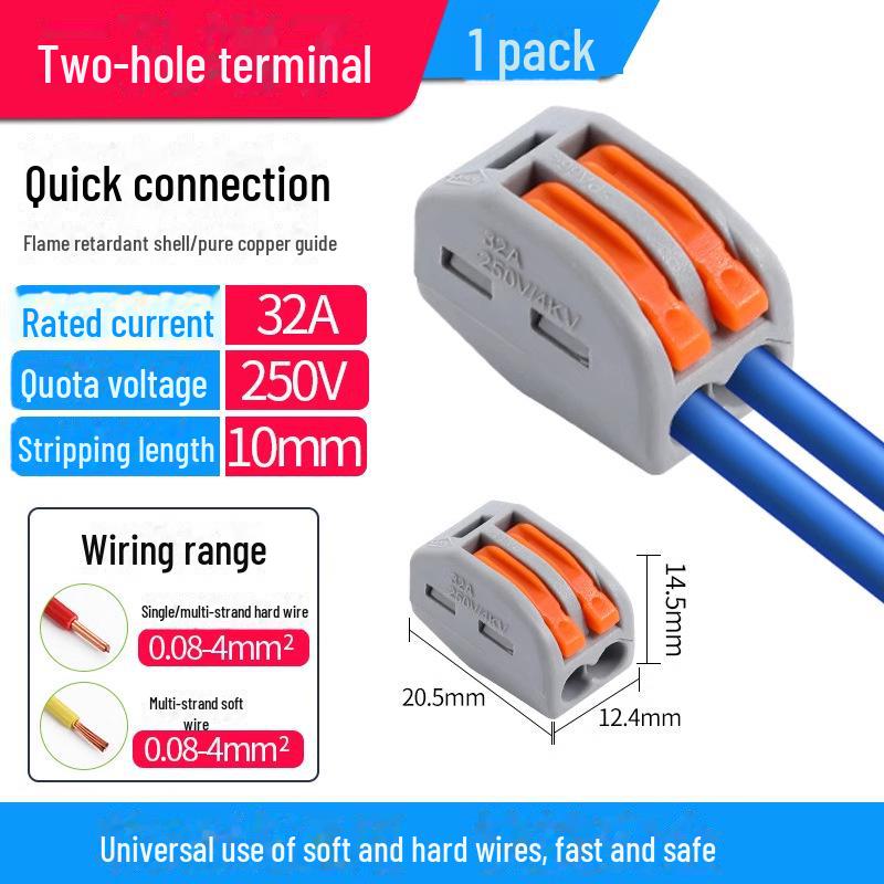 Terminal de conectare rapidă PCT SPL-12345: Conector electric multifuncțional cu 2 poziții pentru cabluri de calibru 4, 2 intrări, 2 ieșiri