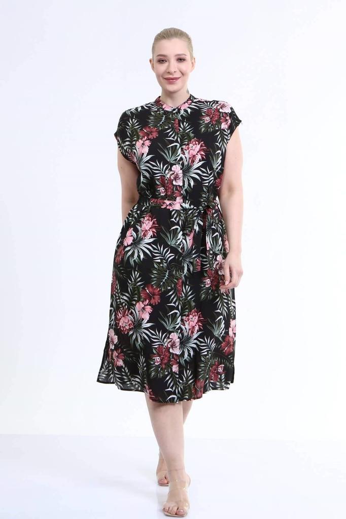 Damen Übergröße Kleid Niedrige Ärmel Hemdkleid