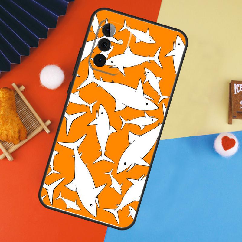 Cartoon Shark Case For Samsung Galaxy A16 A26 A36 A56 A17 A55 A35 A15 A52 A32 A12 A53 A33 A13 A14 A34 A54