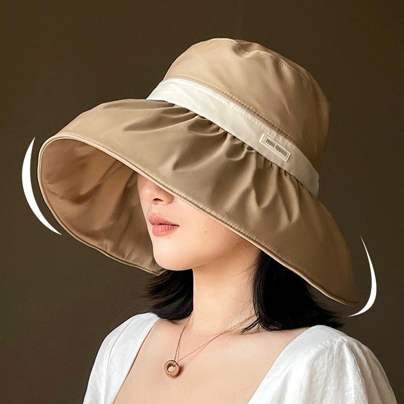 Hat Women's Summer Sunscreen and Sunshade Hat Color Glue UV Protection Large Edge Sun Hat Outdoor Beach Vacation Fisherman's Hat