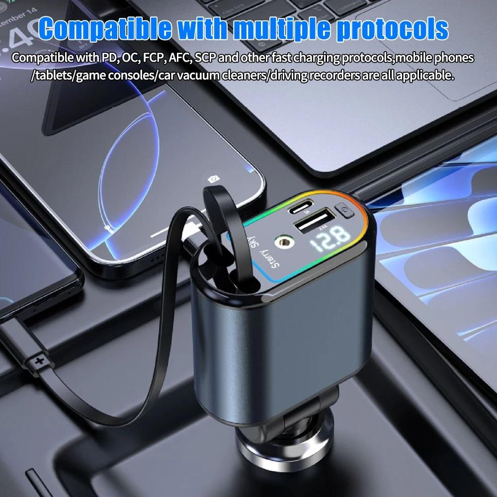 120W Car Retractable Charger,Starry Sky Roof Light,Super Fast Phone Charger Cigarette Lighter Adapter for iPhone Android
