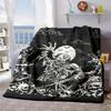 2026 New Arrivals 1pc Halloween Horror Skeleton Moon Graphic Throw Blanket - Soft Flannel, All-Season Comfort, Digital Print, Fabric, Lightweight Lodg