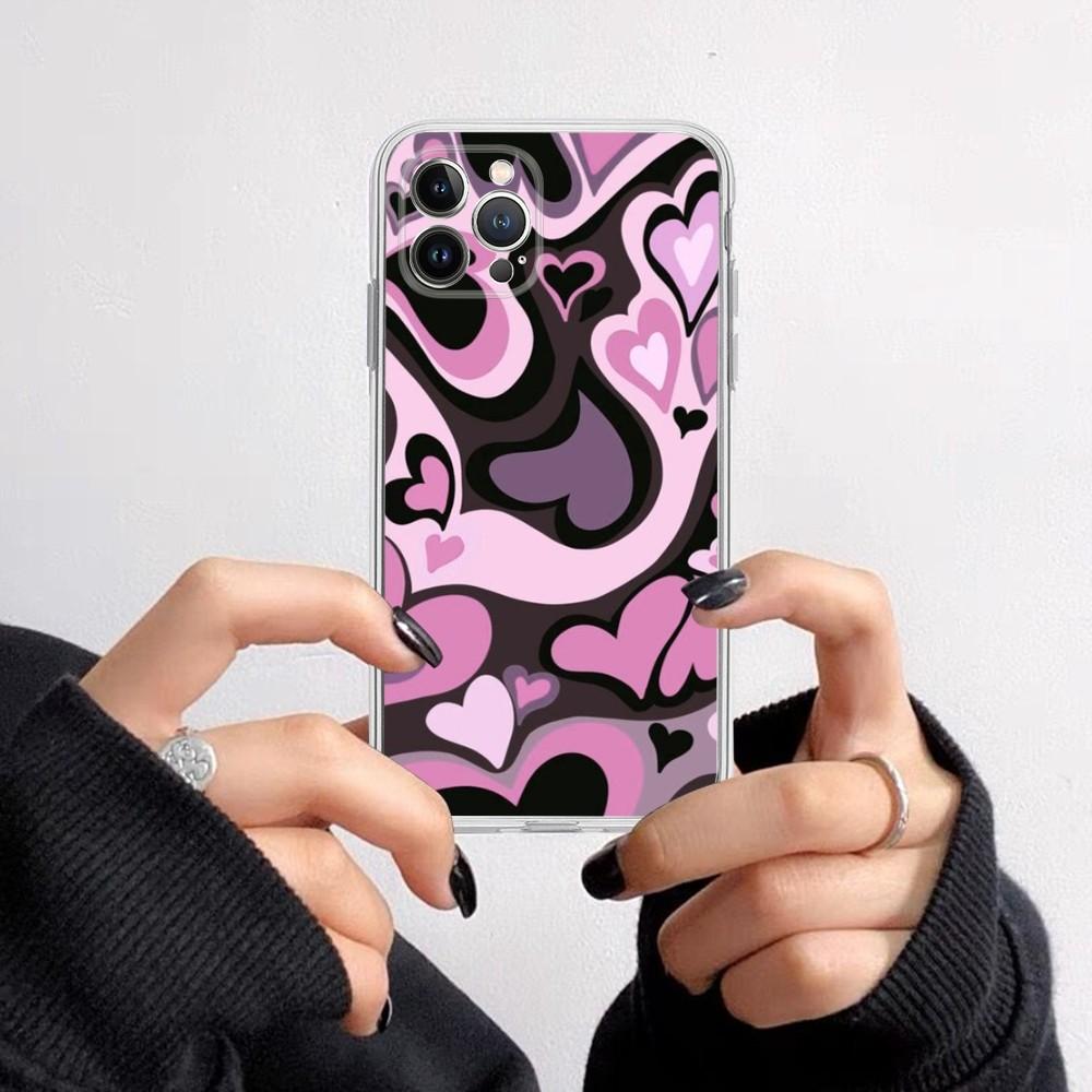 Heart Circle Phone Case for iPhone 16 15 8 7 6 6S Plus X SE XR XS 14 11 12 13 Mini Pro Max Mobile Case iPhone 16 pro