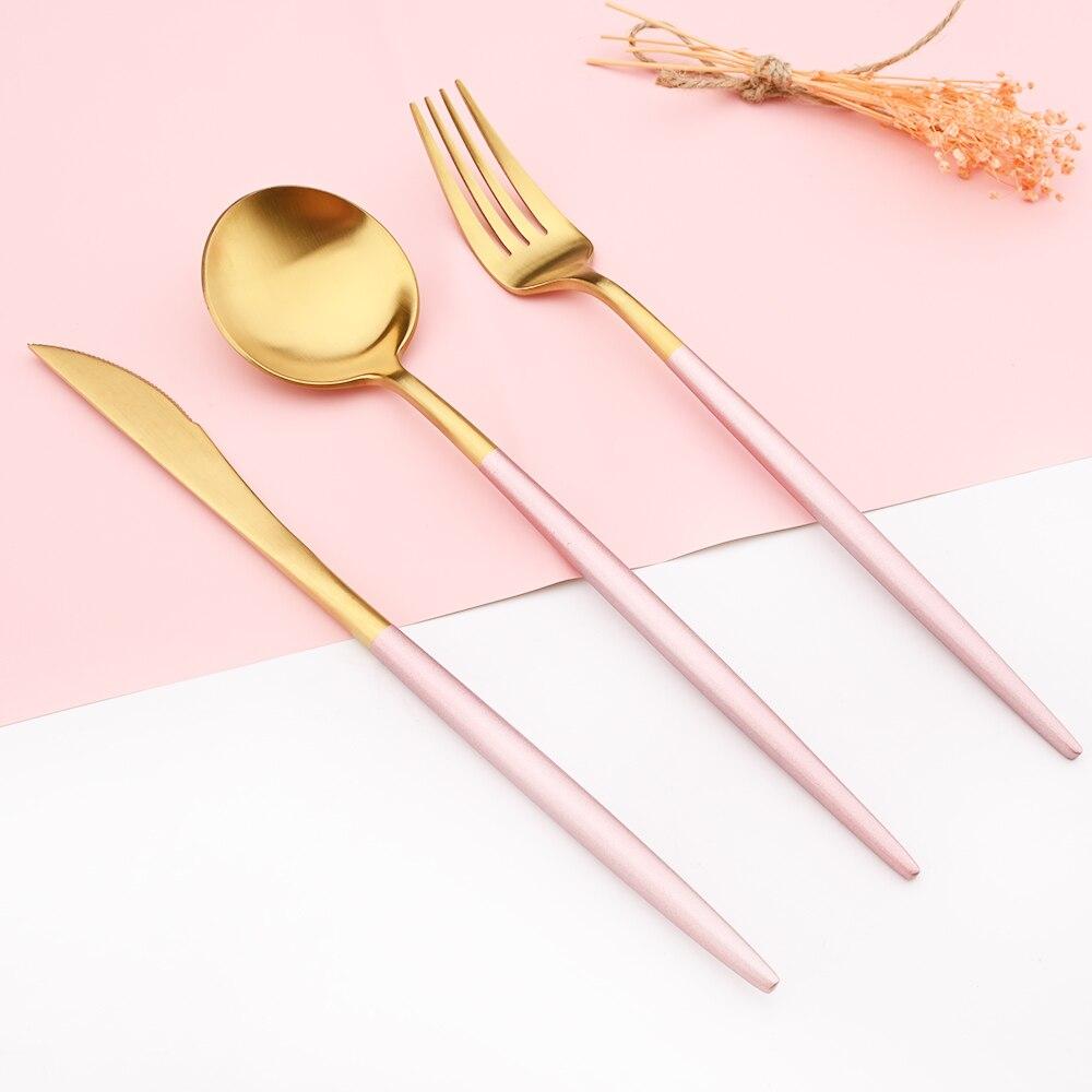 Dinnerware Set Gold Cutlery Set Dessert Fork Teaspoon 18/10 Stainless Steel Dinner Fork Spoon Knife Chopsticks Set Silverware