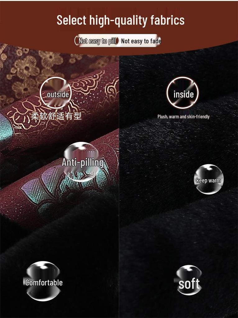Chic New Chinese Style Faux Fur Fleece Jacket for Elderly Women