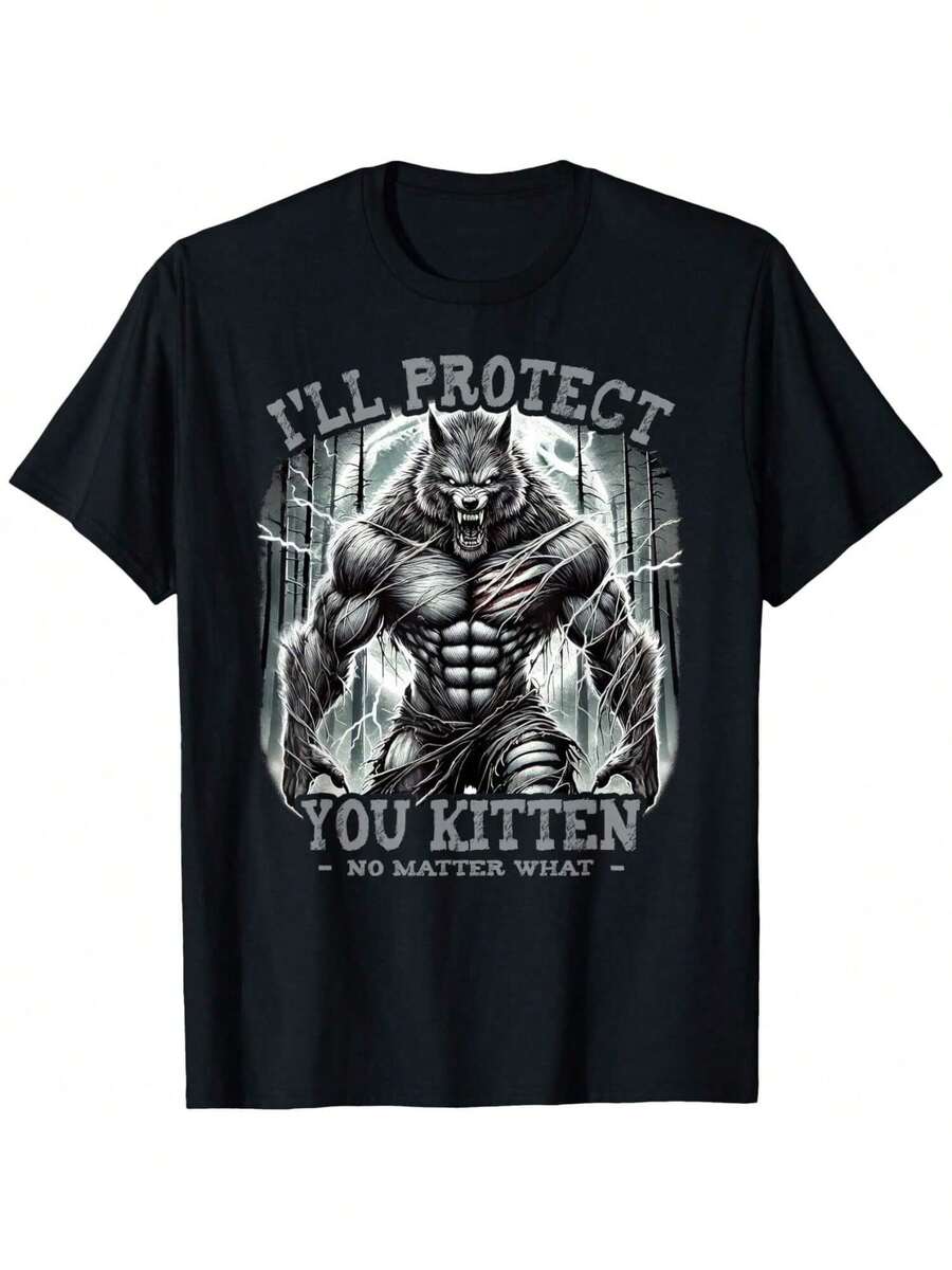 

Funny Graphic Tee I ll Protect You Kitten Alpha Wolf T-Shirt, Unisex T-Shirt S