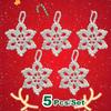 5Pcs Handmade Crocheted Snowflake Pendant - Knitted Cartoon Christmas Tree Hanging Decor & New Year Xmas Gifts