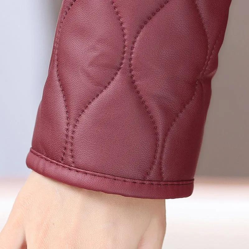 Women Winter Thick Plush Jacket Mom's Fur Collar Coat with Velvet Warm Quilted Coat
