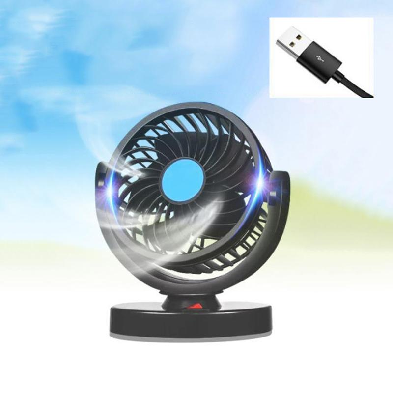 Car Fan 360° Adjustable 2 Head Air Fan Automotive Electric Fan Usb/12V/24V Fan 2 Speeds Car Silent Fan For Home Desk Office&Car