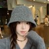 Korean Style Back Slit Wool Fisherman Hat for Women In Autumn and Winter Fashionable Face Showing Small Casual Versatile Knitted Wool Basin Hat