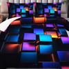 Open 3pcs 3D Colorful Iron Block Polyester Quilt Cover Set 1*Quilt Cover + 2*Pillowcase No Core Printed Bedding Set Soft