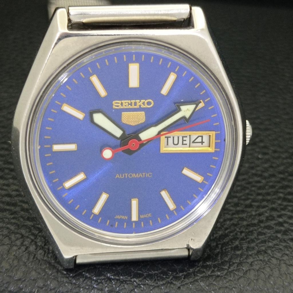 JAPAN VINTAGE SEIKO 5 AUTOMATIC 6309A MENS BLUE COLOR DIAL WATCH a701413-5 R206b-a701413
