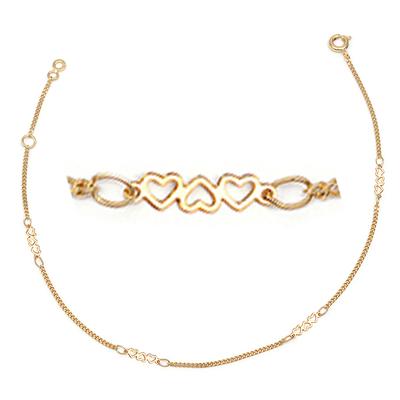 [R3739] - Gold Plated Anklet 'Love' Gold - 10x2 Mm (heart)