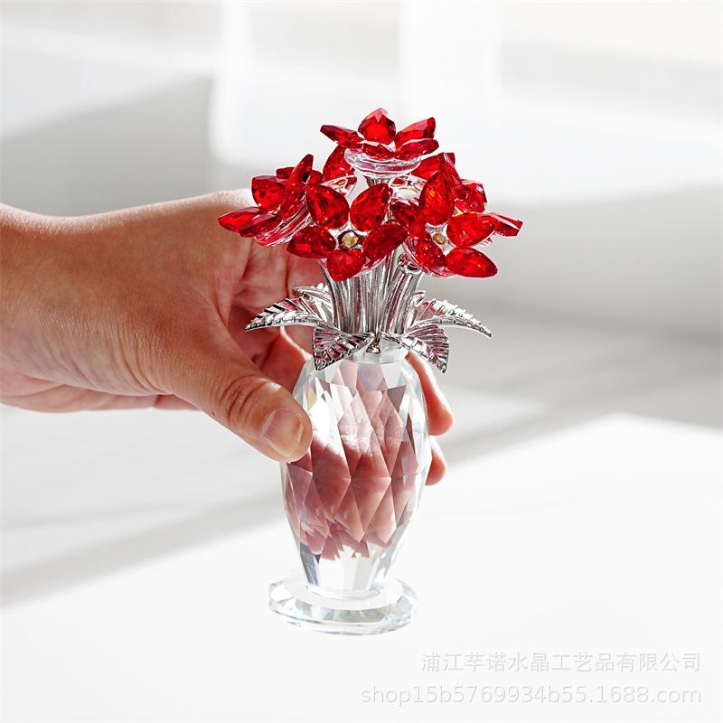Crystal Hydrangea Ornament Blue Crystal Flower Decor Symbolism Gift for Home Decor Special Occasions Crystal Vase Gift Decor