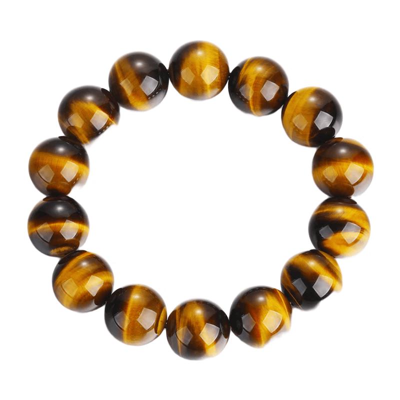 Shiyue Natural Yellow Tiger Eye Bead Bracelet 16mm