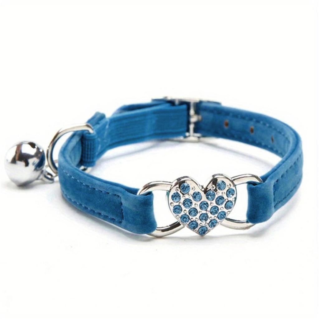 Haustierhalsband mit Glöckchen Liebesherzen Bunt Hund Welpe Katze Zubehör Kätzchenhalsband Verstellbar Sicherheitsglöckchen Ring Halskette Haustier