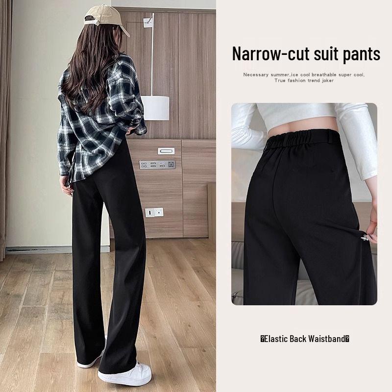 

Women s Black Suit Pants: 2025 New Style, Wide-Leg, Velvet-Lined, Straight-Leg for Autumn/Winter S (recommended for 84-98 lbs)