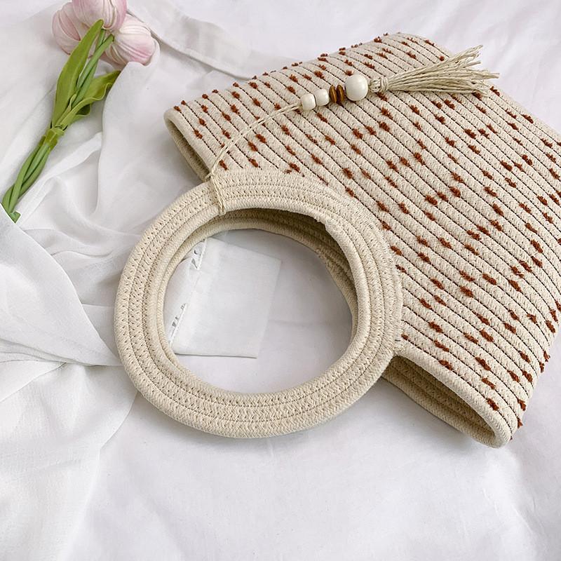 Grass Weaving Bag Summer Fashion Casual Straw Craft Large Capacity For Daily Use