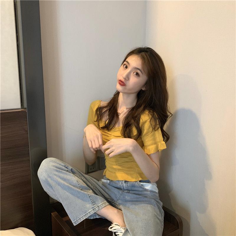 2025 Elegant French Puff Sleeve Square Neck Top - Subtly Stylish, Lightly Mature Summer Shirt for Women