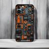 Techy Futuristic Pattern C-Circuit Board Phone Case Black Matte Thin Phone Case For iPhone17 16 15 14 13 ProMax