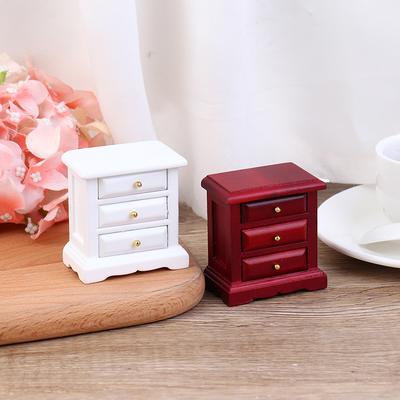 1:12 Dollhouse Miniature Bedside Cabinet Drawer Cabinet Doll House Bedroom Decor