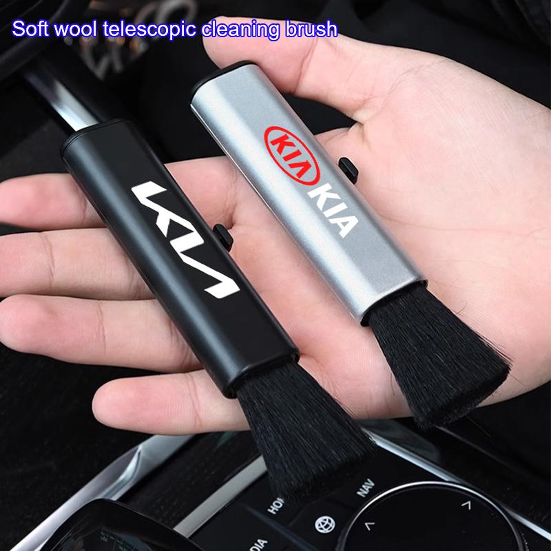 1Pcs PPS Car Retractable Cleaning Brush Artificial Wool Small Brush For KIA GT-Line Rio Ev3 ev6 Niro Stonic Sportage Ceed Forte