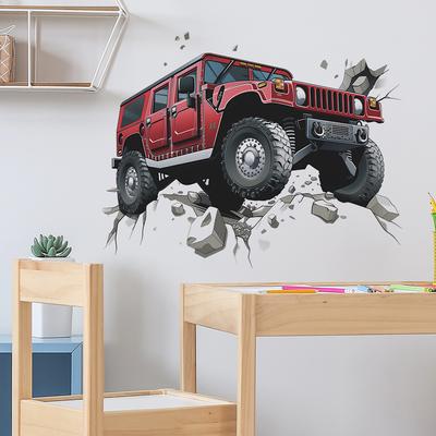 Véhicule Tout-Terrain Mur Cassé Chambre Salon Décoration Maison Autocollants Muraux Auto-adhésifs